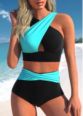 Surplice Black Cutout Front Bikini Set