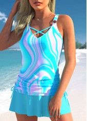Circular Ring Ombre Cyan Tankini Set | thumb picture 
