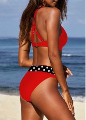 Patchwork Polka Dot Red Bikini Set | thumb picture 