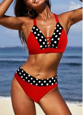 Patchwork Polka Dot Red Bikini Set