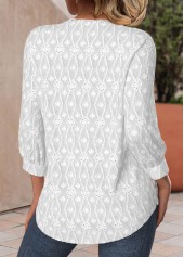 White Split 3/4 Sleeve V Neck Blouse | thumb picture 