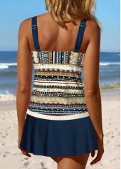 Patchwork Tribal Print Dark Blue Tankini Set | thumb picture 