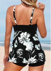 Surplice Floral Print Black Tankini Set | thumb picture 