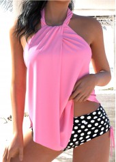 Tie Polka Dot Pink Tankini Set