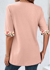 Dusty Pink Fake 2in1 Random Floral Print T Shirt