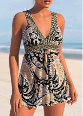 Patchwork Paisley Print Black Swimdress Top-No Bottom | picture 3