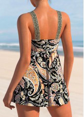Patchwork Paisley Print Black Swimdress Top-No Bottom | picture 2