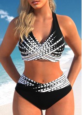 Surplice Tie Ombre Black Bikini Set