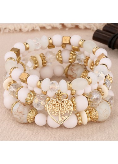 women clothes image of Beige Hollow Heart Alloy Bracelet Set