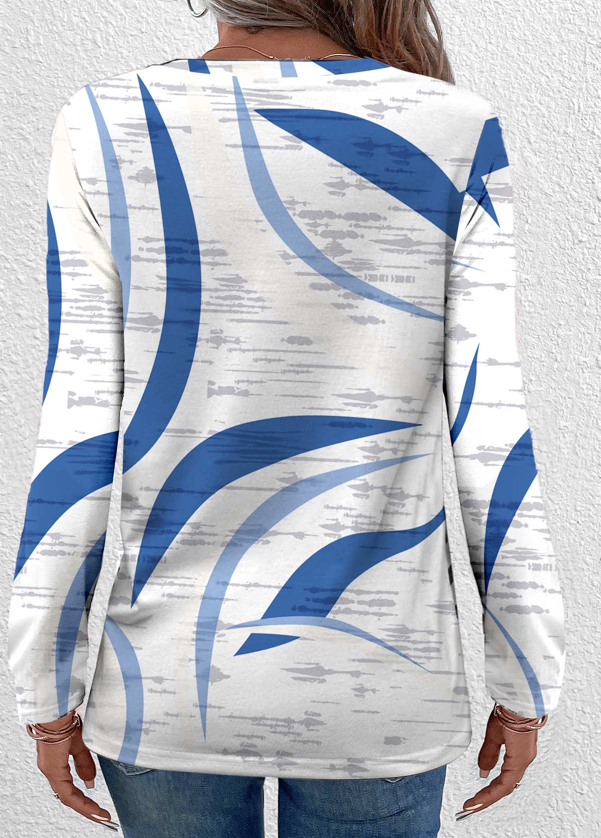 Blue Lightweight Plus Size Geometric Print T Shirt | picture 