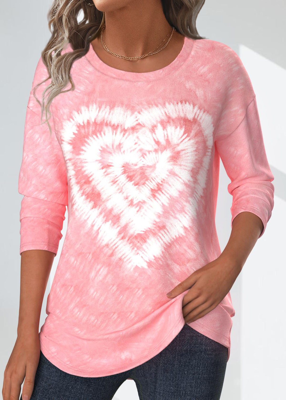 Valentine's Day Light Pink Tie Dye Print T Shirt | picture 