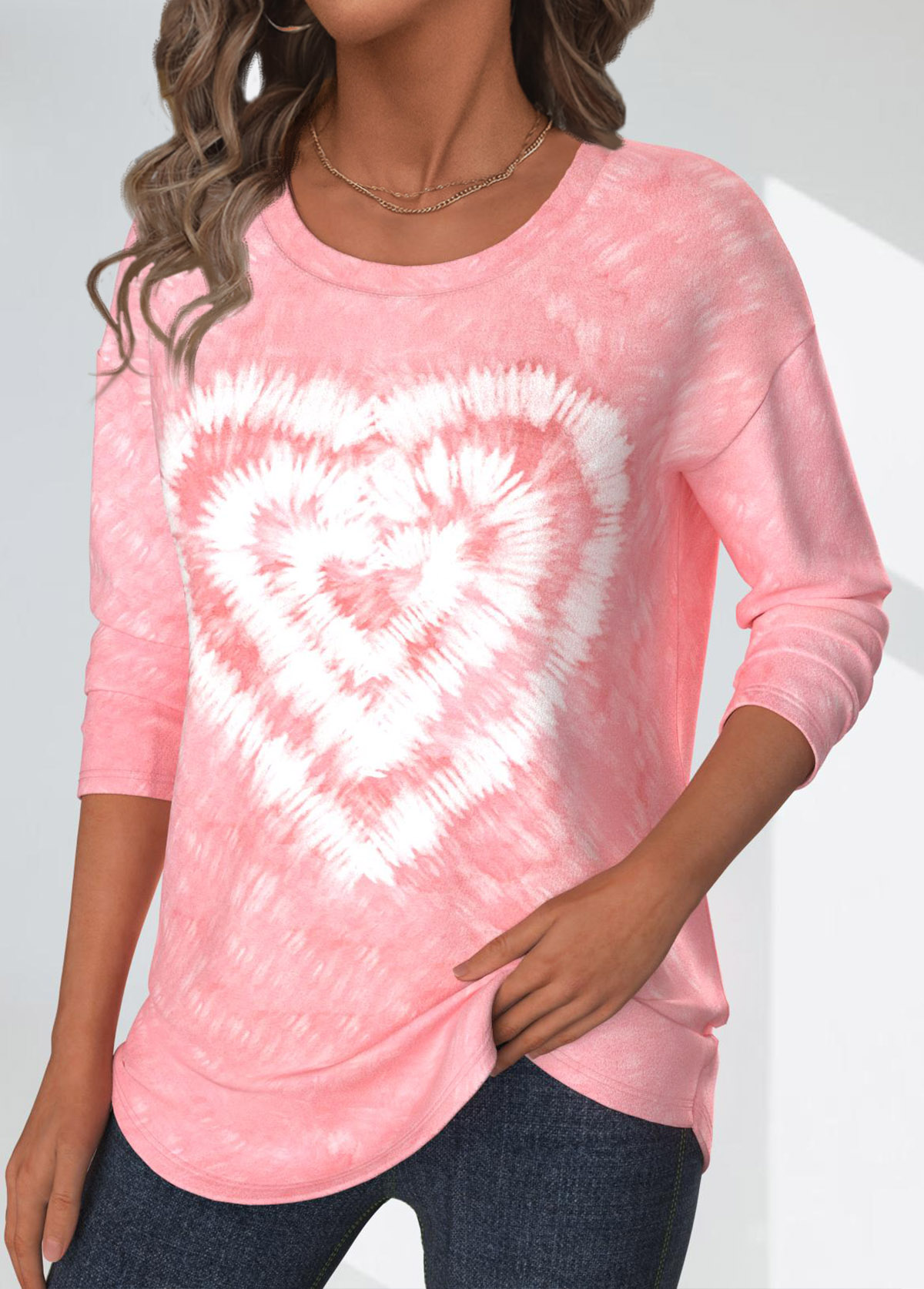 Valentine's Day Light Pink Tie Dye Print T Shirt