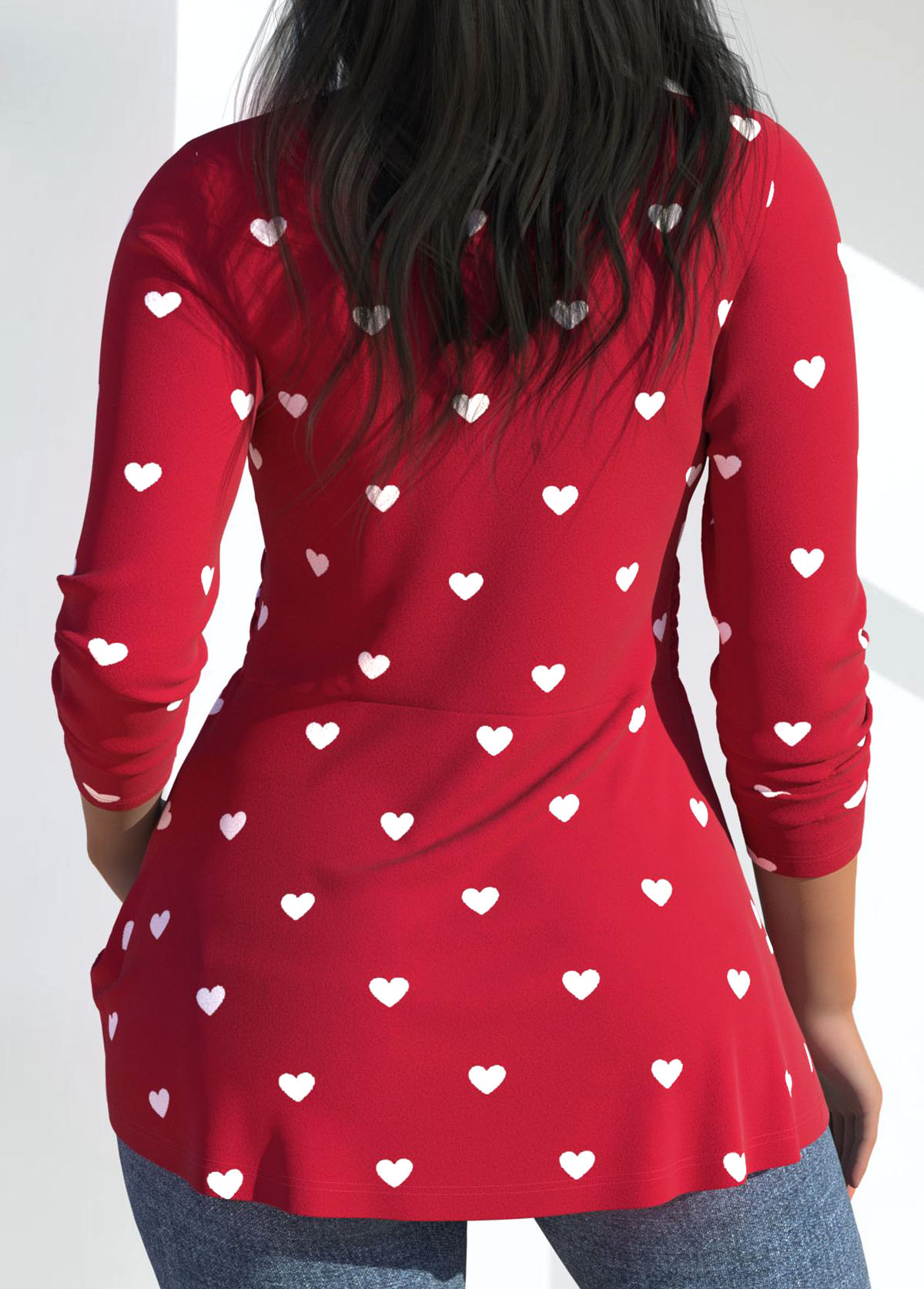 Plus Size Red Twist Heart Print T Shirt | picture 