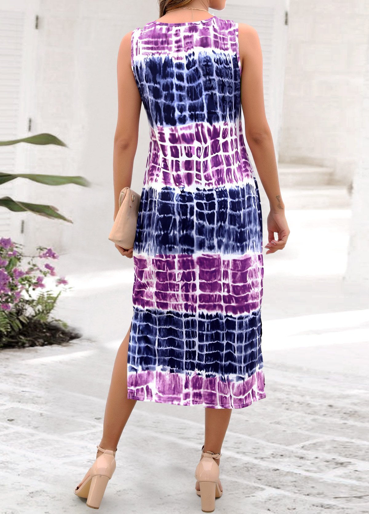 Violet Tie Dye Print Dress