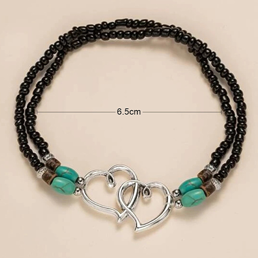 Patchwork Silvery White Heart Alloy Anklet