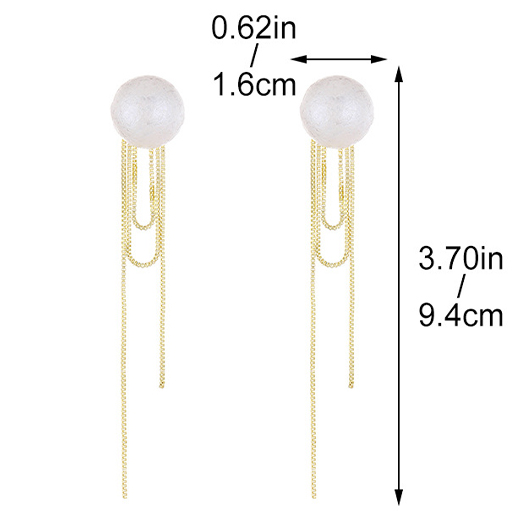 Gold Tassel Alloy Pearl Geometric Earrings