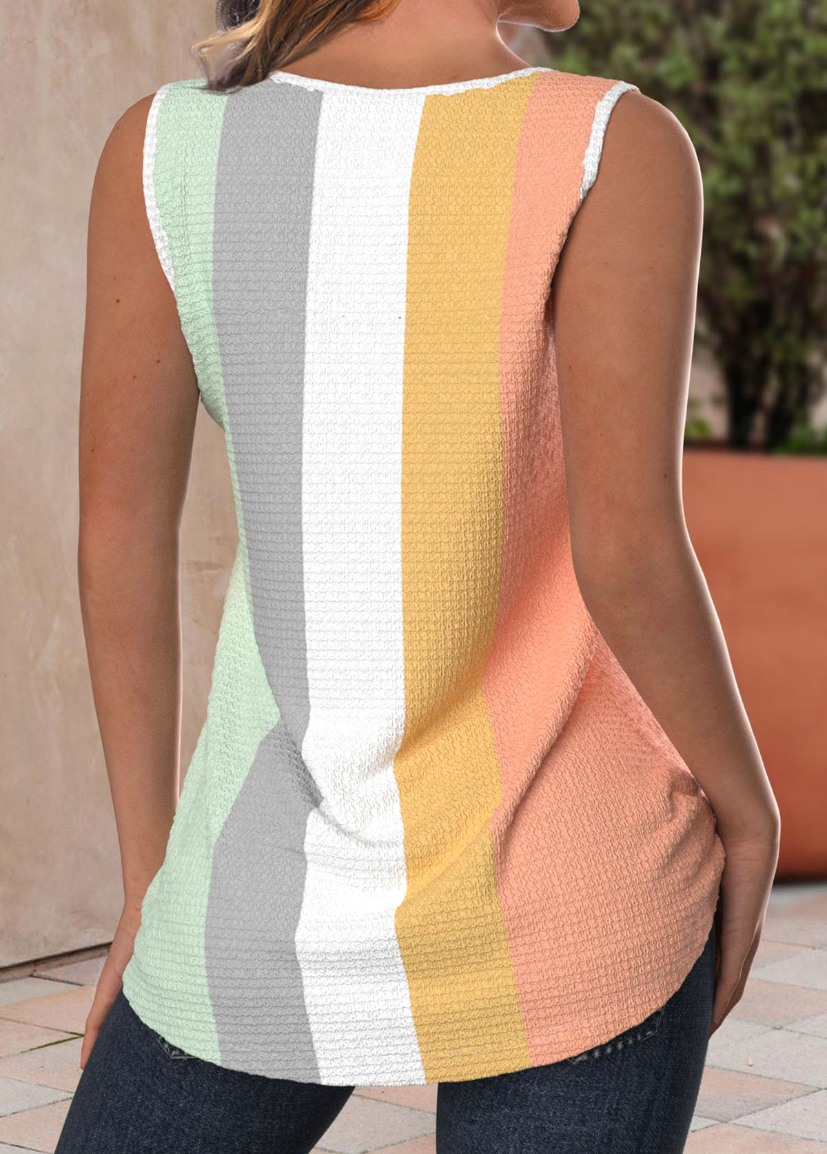 Multi Color Criss Cross V Neck Tank Top | picture 