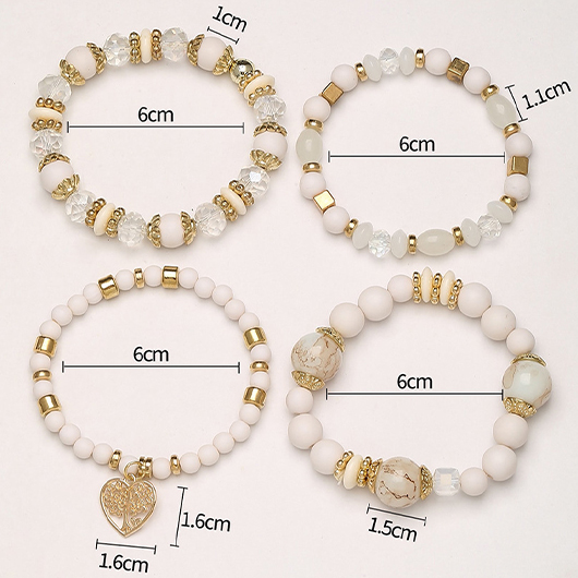 Beige Hollow Heart Alloy Bracelet Set | picture 