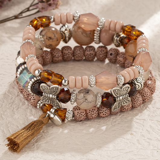 Dark Coffee Butterfly Round Bracelet Set | picture 
