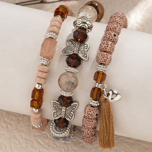 Dark Coffee Butterfly Round Bracelet Set | picture 