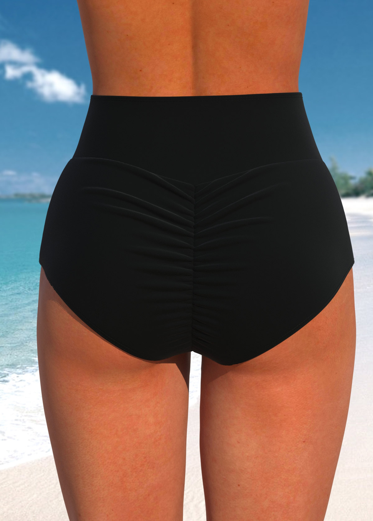 Wide Waistband High Waisted Black Bikini Bottom | picture 
