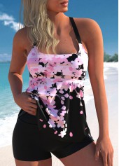 Floral Print Pink Wide Strap Tankini Top-No Bottom | picture 1
