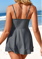 Twist Ruffle Dark Grey One Piece Swimwear | thumb picture 