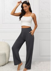 Dark Grey Pocket Elastic Waist High Waisted Pants | thumb picture 
