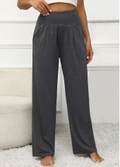 Dark Grey Pocket Elastic Waist High Waisted Pants | thumb picture 