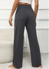 Dark Grey Pocket Elastic Waist High Waisted Pants | thumb picture 