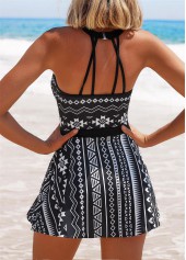 Cage Neck Mid Waisted Tribal Print Swimdress and Panty | thumb picture 