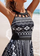 Cage Neck Mid Waisted Tribal Print Swimdress and Panty | thumb picture 