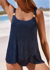 Scoop Neck Asymmetry Navy Tankini Set | thumb picture 