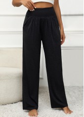 Black Pocket Elastic Waist High Waisted Pants | thumb picture 