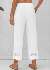 White Patchwork Elastic Waist High Waisted Pants | thumb picture 