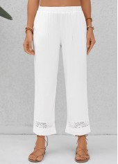White Patchwork Elastic Waist High Waisted Pants | thumb picture 