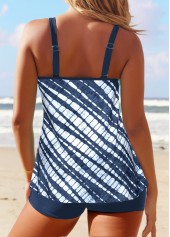 Patchwork Mid Waisted Tie Dye Print Tankini Set | thumb picture 