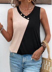 Black Patchwork V Neck Tank Top | thumb picture 