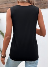 Black Patchwork V Neck Tank Top | thumb picture 