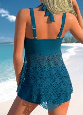 Tie Back Lace Peacock Blue Swimdress and Shorts | thumb picture 