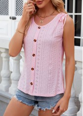 Pink Button Scoop Neck Tank Top | thumb picture 