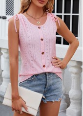Pink Button Scoop Neck Tank Top | thumb picture 