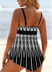 Lace Up Geometric Print Black Swimdress and Panty | thumb picture 
