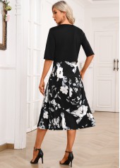 Black Two Piece Floral Print Dress and Cardigan | thumb picture 