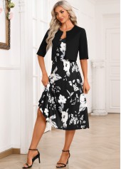 Black Two Piece Floral Print Dress and Cardigan | thumb picture 