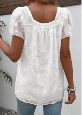 White Chiffon Short Sleeve Square Neck T Shirt | thumb picture 
