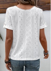 White Button Short Sleeve V Neck Blouse | thumb picture 