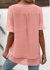 Pink Layered Short Sleeve Round Neck Blouse | thumb picture 