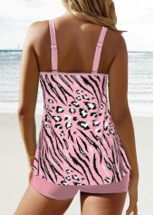 Patchwork Zebra Stripe Print Pink Tankini Set | thumb picture 