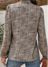 Light Camel Split Plus Size Graffiti Print Blouse